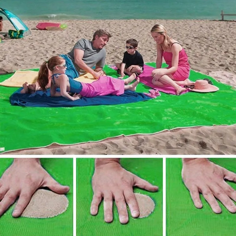 SAND FREE MAT : Asciugamano da spiaggia anti-sabbia con gancio - 150 x 200 cm Verde - Vert