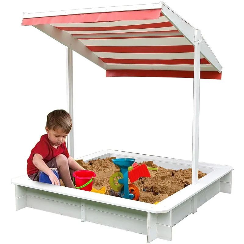 Sandbox con tetto a sonda Sandbox Sandbox Sandbox Legno Casetta di gioco in legno Sandbox Bianco