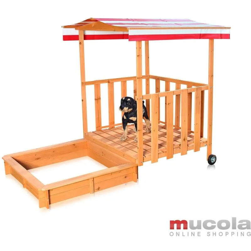 Sandbox Playhouse con veranda gioco Sandbox Legno con coperchio del tetto nuovo