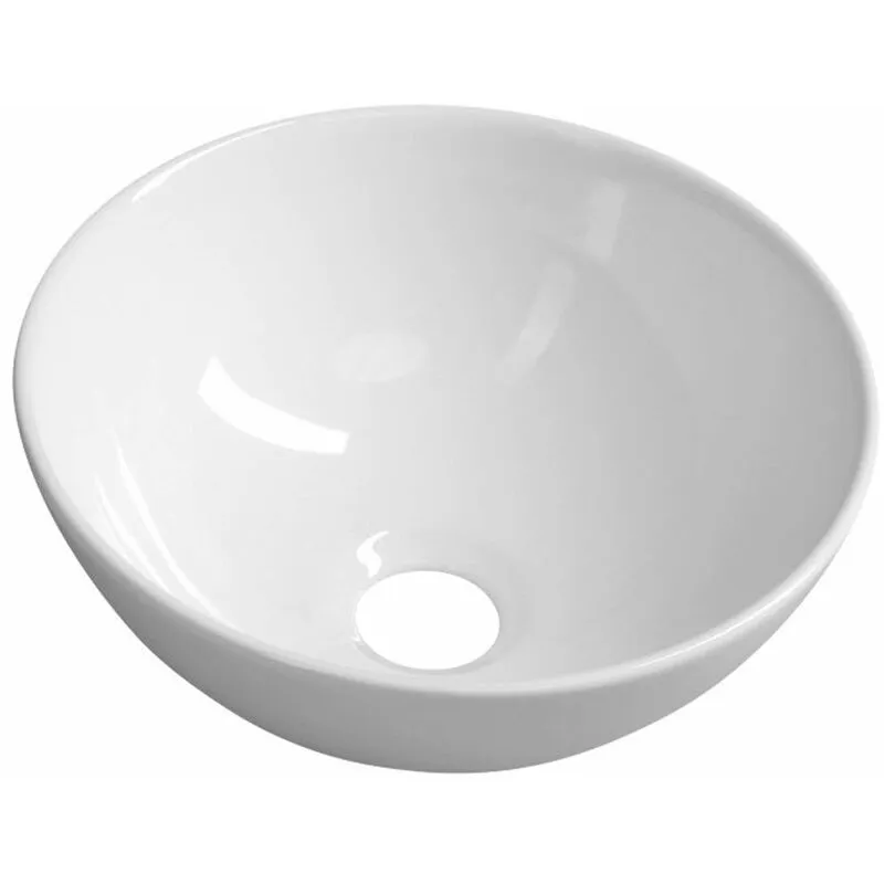 Sapho - Small - Lavabo da appoggio Aster, diametro 28 cm, senza troppopieno, bianco AR499