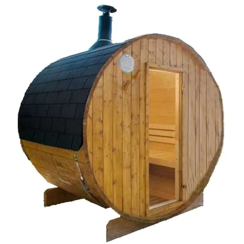 Sauna da esterno a botte Harvia con stufa a legna 180 cm (L) x 220 cm (diametro)