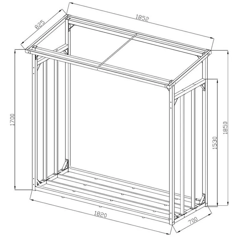 Quick-star - Scaffalatura in Alluminio per Legna da ardere, 185 x 70 x 185 cm, 2,3 m3