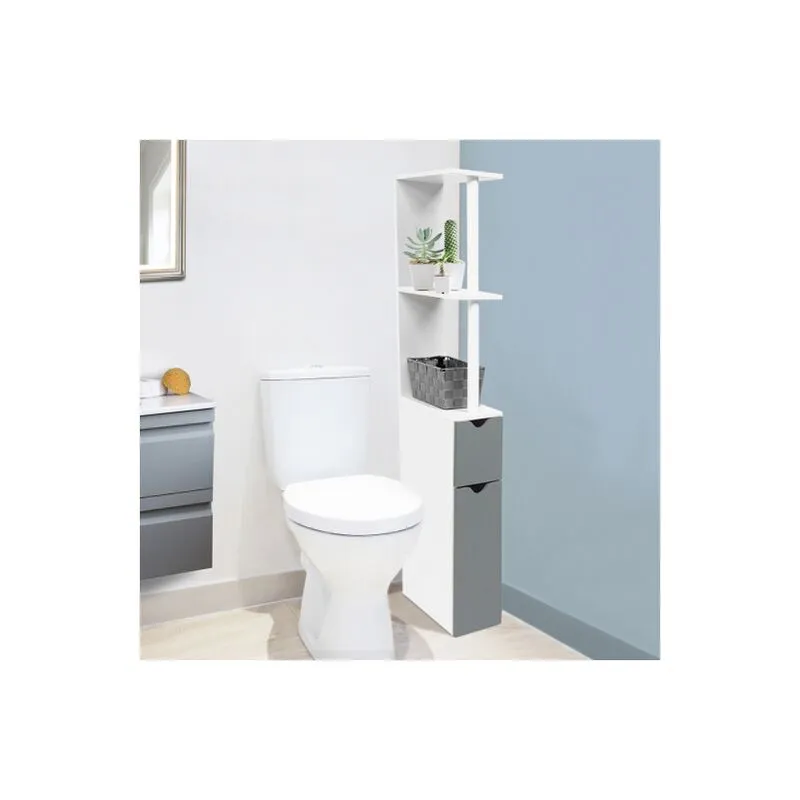 Idmarket - Scaffalatura per toilette willy a 2 ante grigie