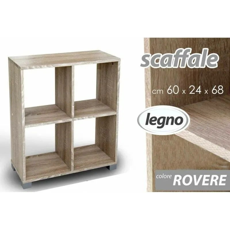 Scaffale pensile libreria rovere 60 x 24 x 68 con piedini