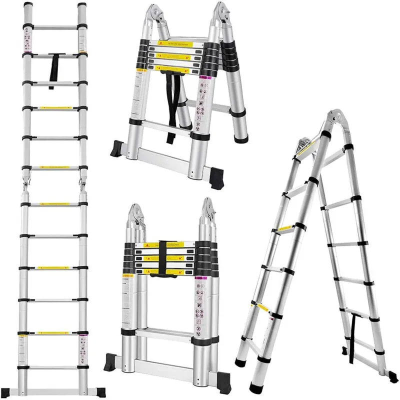 Jn.songs - Scala Telescopica in Alluminio Multifunzionale Scala Retrattile Carico di 150 kg 4.4M(2.2+2.2)