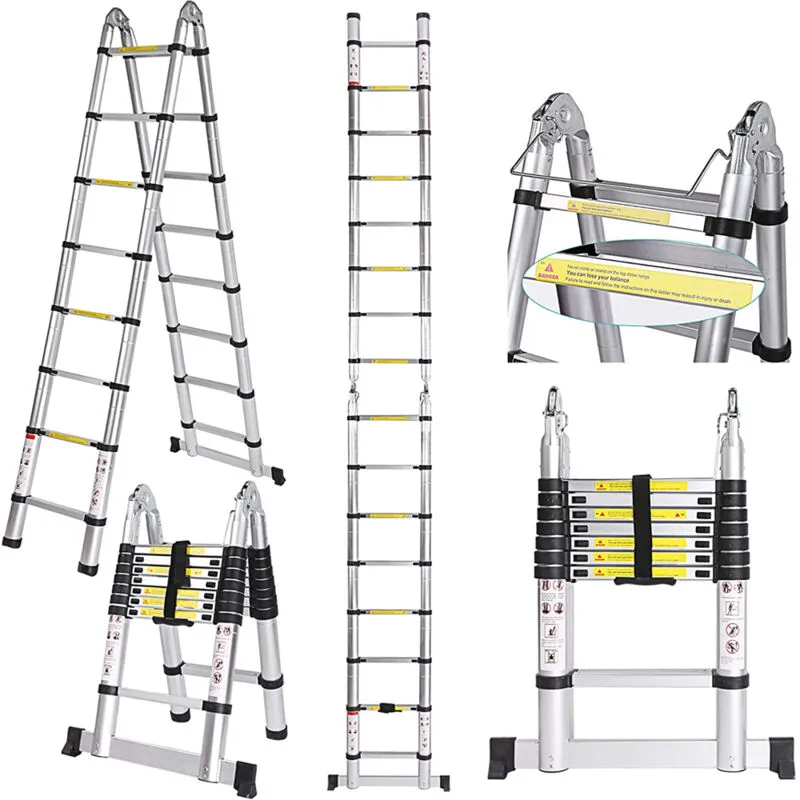 Jn.songs - Scala Telescopica in Alluminio Multifunzionale Scala Retrattile Carico di 150 kg 5M(2.5 m + 2.5 m)