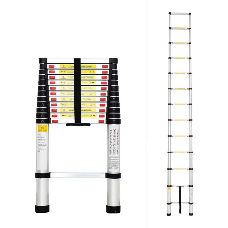 Jn.songs - Scala Telescopica in Alluminio, Scala Domestica Multiuso, Regolabile in Altezza, Carico Massimo 150 Kg Riparazioni Domestiche, Deposito in