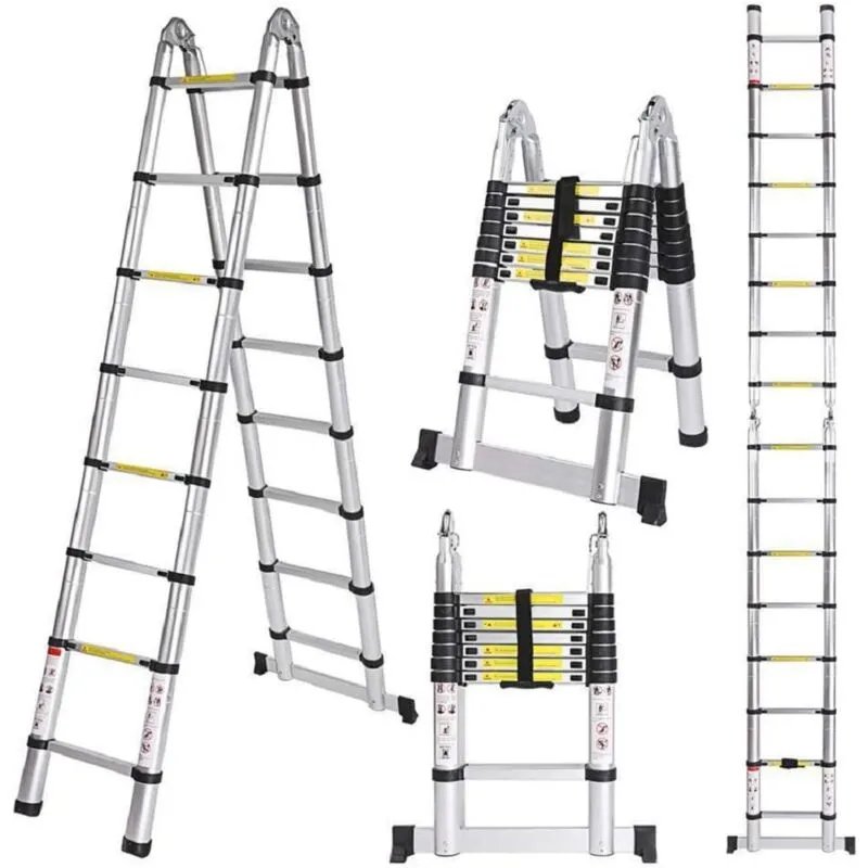 Jn.songs - Scala Telescopica Pieghevole Multiuso Allungabile Scaletta in Alluminio Carico di 150 kg - 5M(2.5+2.5)