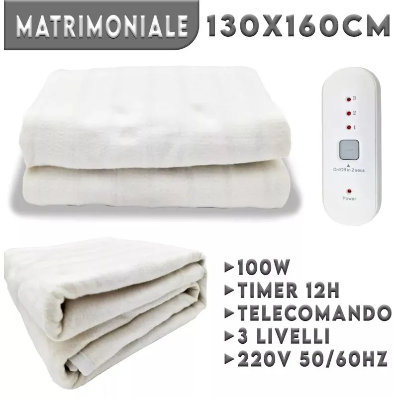 Scaldaletto Elettrico Lavabile, Coperta Termica Matrimoniale e Singola per un Sonno Caldo e Confortevole - matrimoniale - Maka