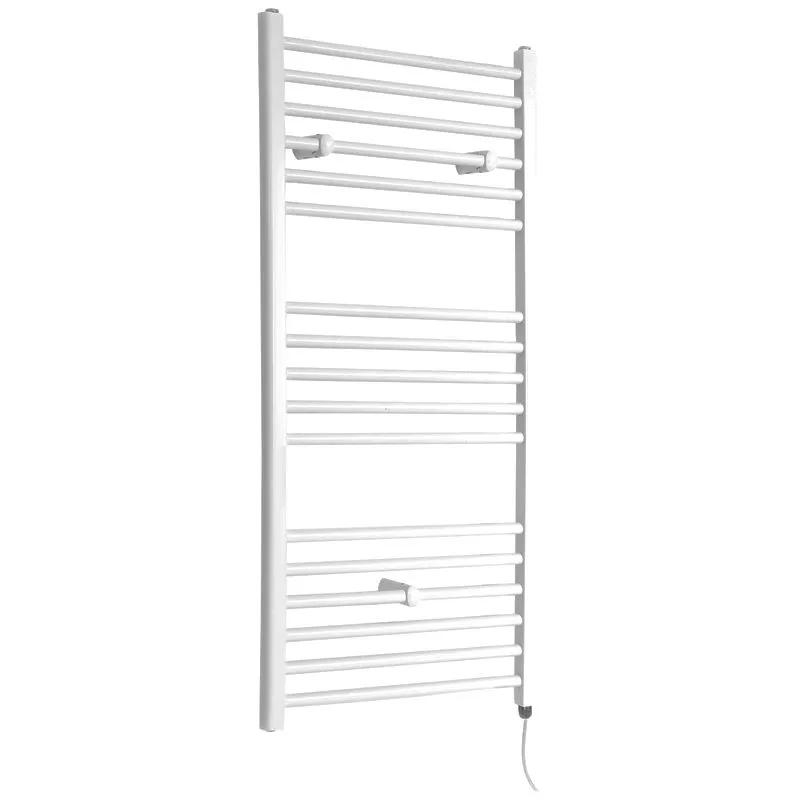 Hudson Reed - Ive Scaldasalviette Elettrico Piatto di Design Verticale - Termoarredo Bagno a Scaletta Moderno - Acciaio Bianco - 600W - 1200 x 500mm