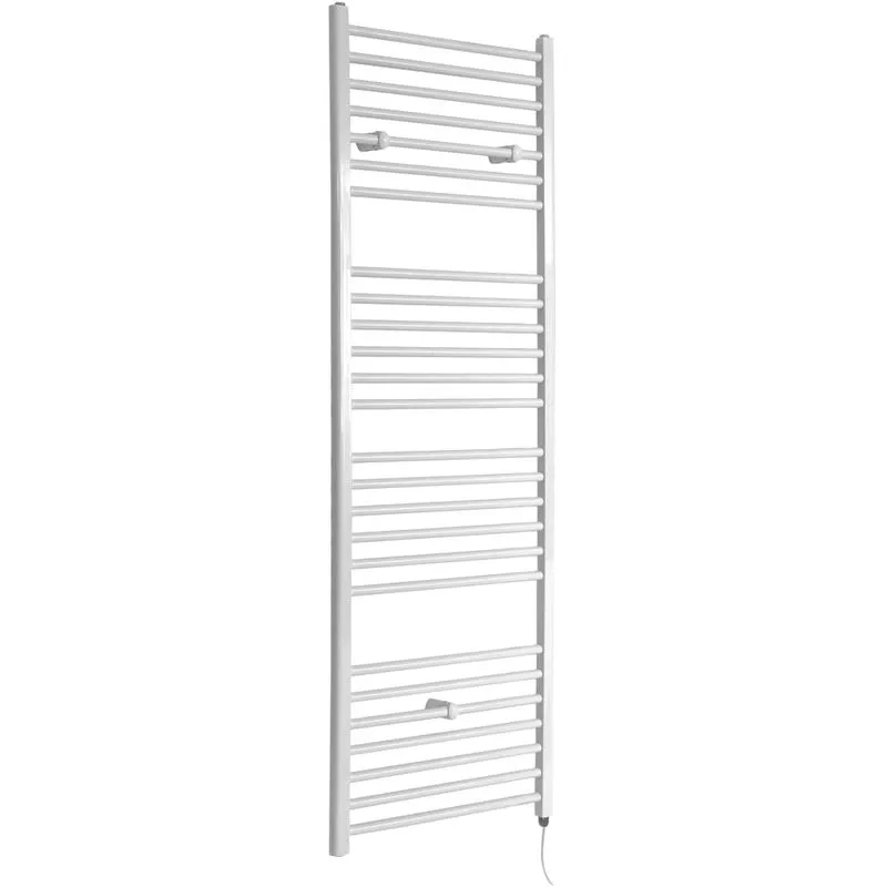 Hudson Reed - Ive Scaldasalviette Elettrico Piatto di Design Verticale - Termoarredo Bagno a Scaletta Moderno - Acciaio Bianco - 1000W - 1800 x 600mm