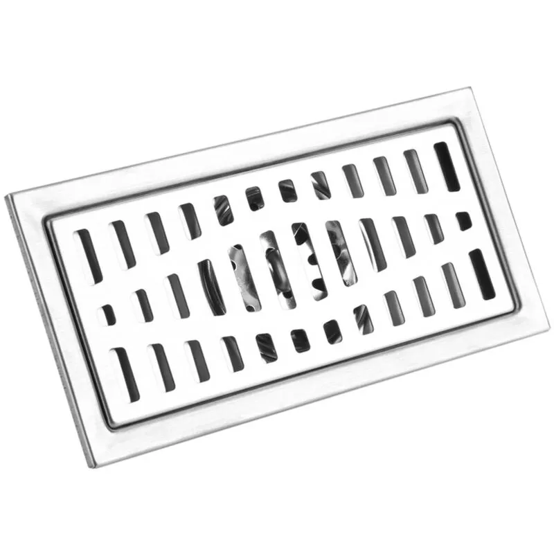 Scarico a pavimento rettangolare in acciaio inox, 20 x 10 cm, per bagno, doccia, cucina, scarico a pavimento