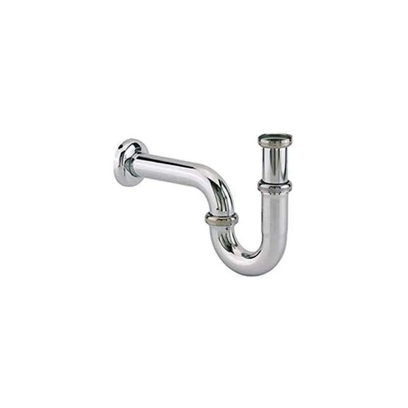 Valentin - Siphon lavabo tube laiton chromé, 33x42 hauteur 150 à 200 mm