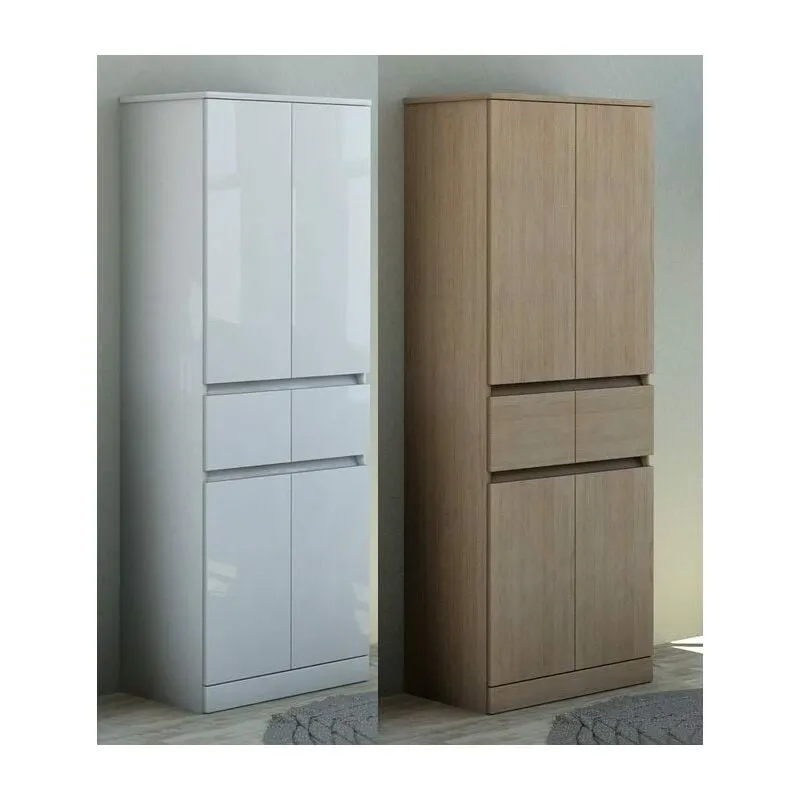 Scarpiera da Bagno 60x156hx33,5 bianco lucido doppia alta multiuso - Bagno Italia