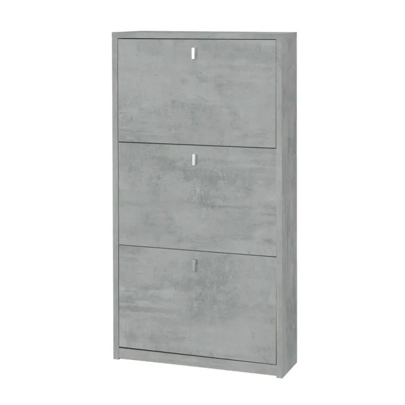 Scarpiera salvaspazio slim con tre ante Beton Cemento 63x18x h117 cm