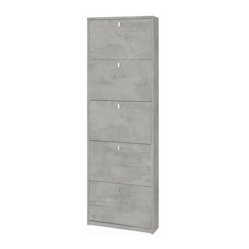 Scarpiera slim cinque ante Beton Cemento 63x18x h190 cm