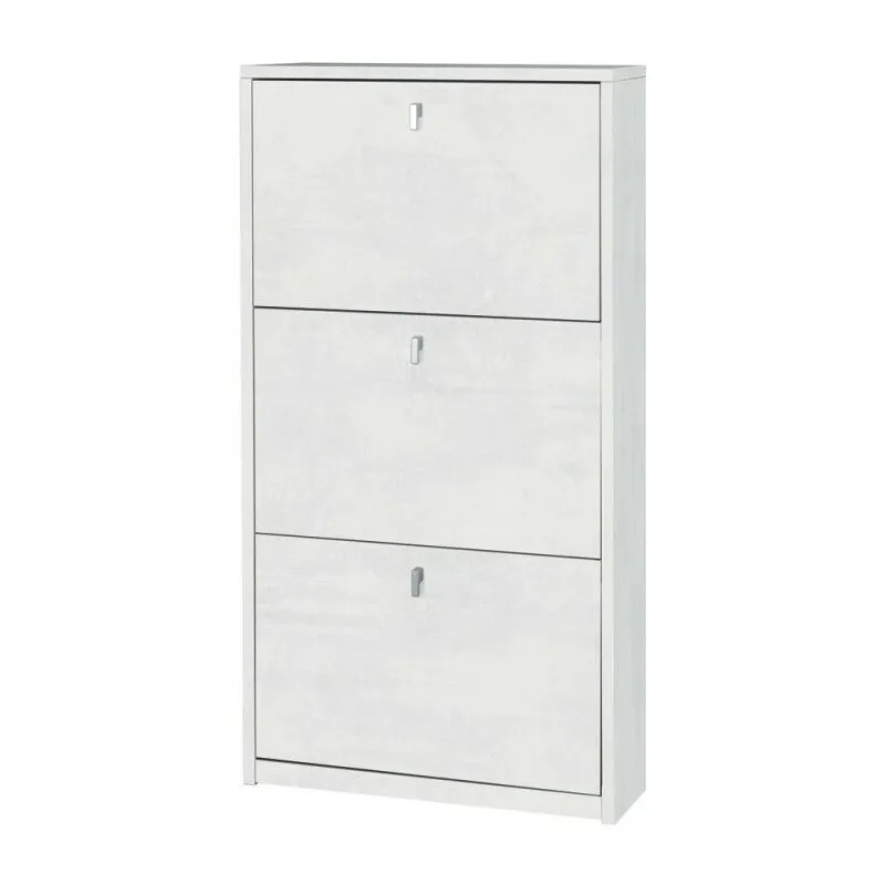 Scarpiera Slim Salvaspazio Tre Ante Bianco Ossido 63x18x h117 cm