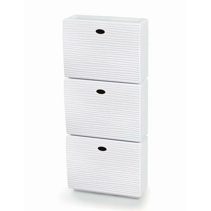 Domoliving - Scarpiera componibile ante a ribalta Wave tris bianco 51x17x118 h cm Domopak