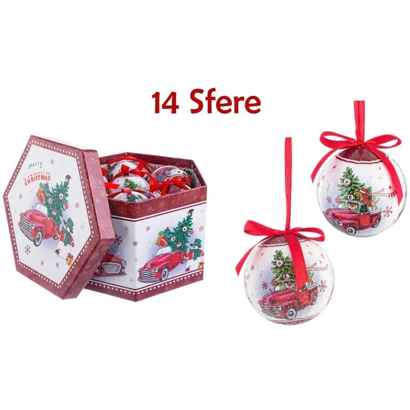 Scatola con 14 Palle di Natale Bianche Addobbi Natalizi Albero Confezione Regalo