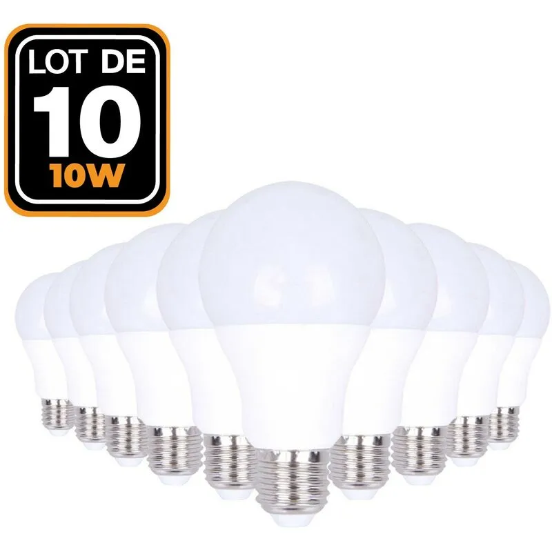 10 lampadine led E27 10W 6000K bianco freddo ad alta luminosità