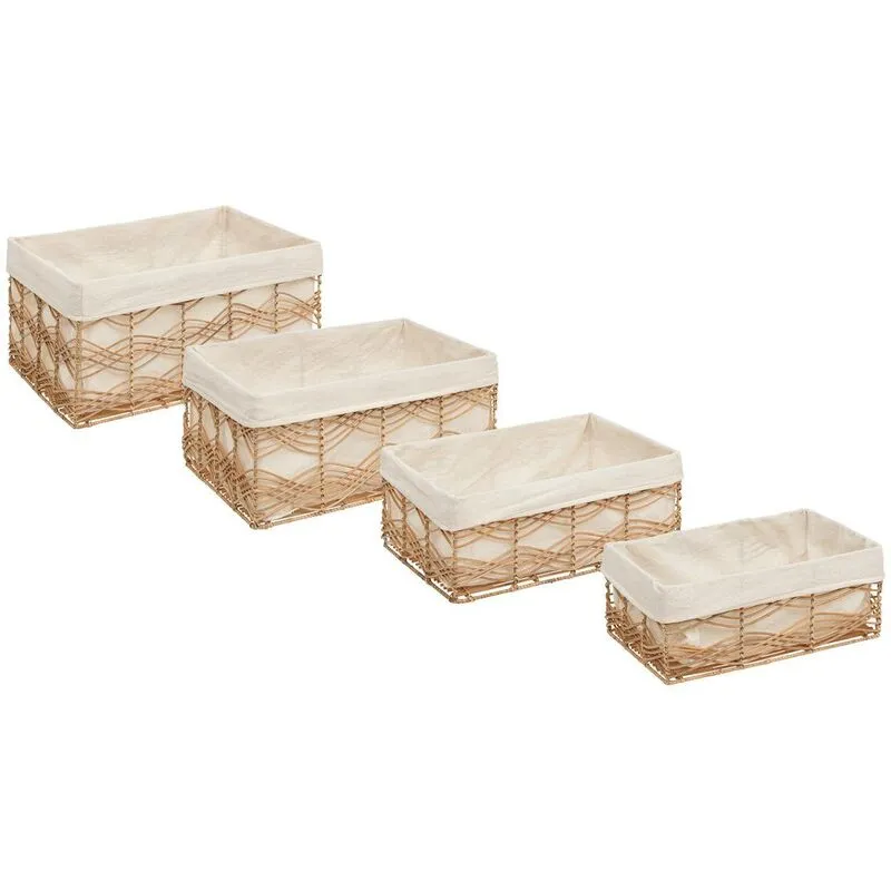 Set di 4 cassette in rattan rosy l33 37 43 48cm beige Atmosphera Créateur D'intérieur