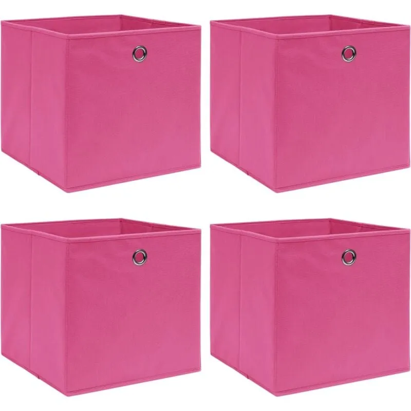 Vidaxl - Scatole Portaoggetti con Coperchi 4pz Rosa 32x32x32 cm Tessuto