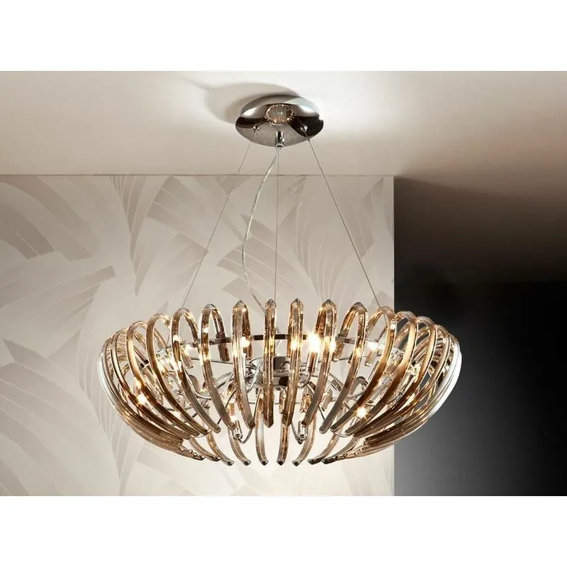 Schuller Lighting - Schuller Ariadna - Sospensione a soffitto in cristallo a 12 luci Cromo, champagne, G9