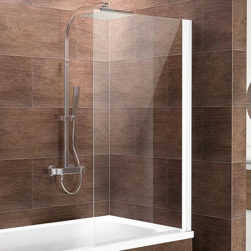 Schulte - parete per vasca da bagno, sopravasca, pieghevole, 70 x 130 cm, 5 mm vetro di sicurezza transparente, colore profilo alpino bianco