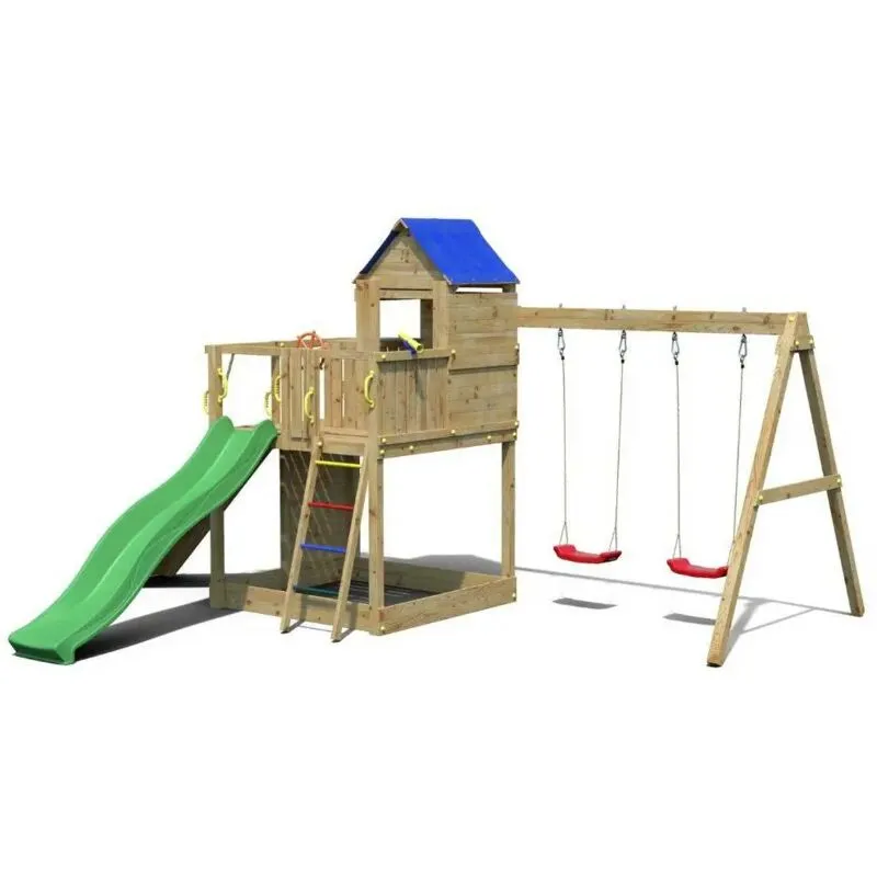 Fungoo - Casetta bimbi e altalena Treehouse 3 giochi da giardino in legno