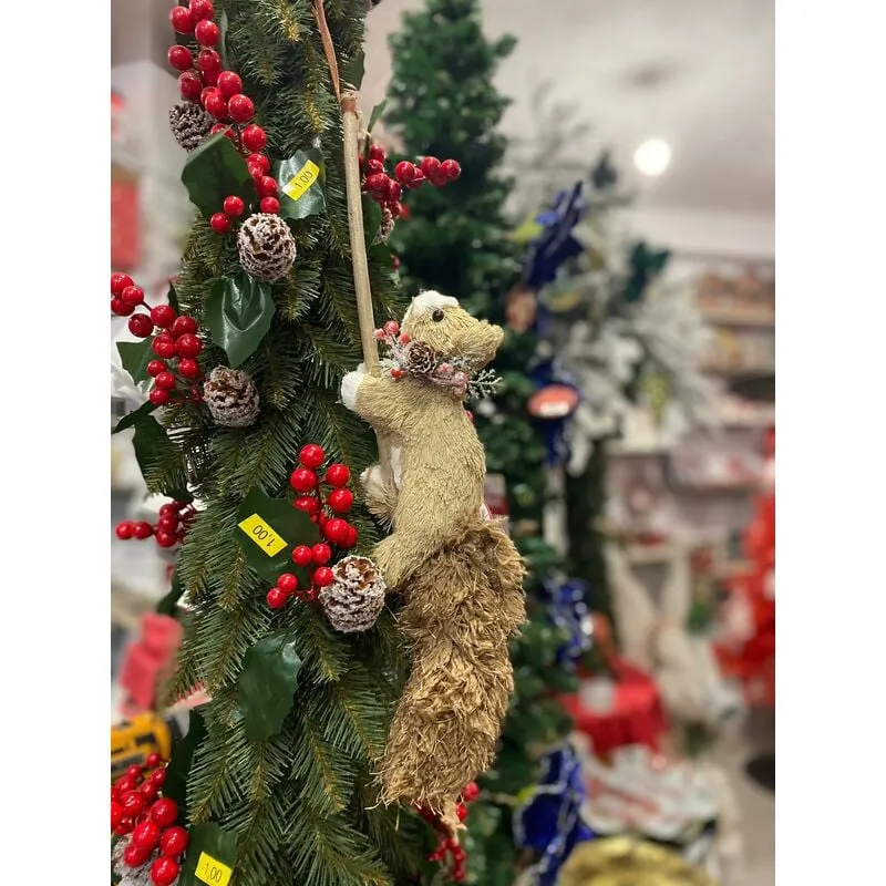 Cose Da Casa - Scoiattolo su ramo cm 48 decorazioni addobbi per albero di natale coda pellicciosa