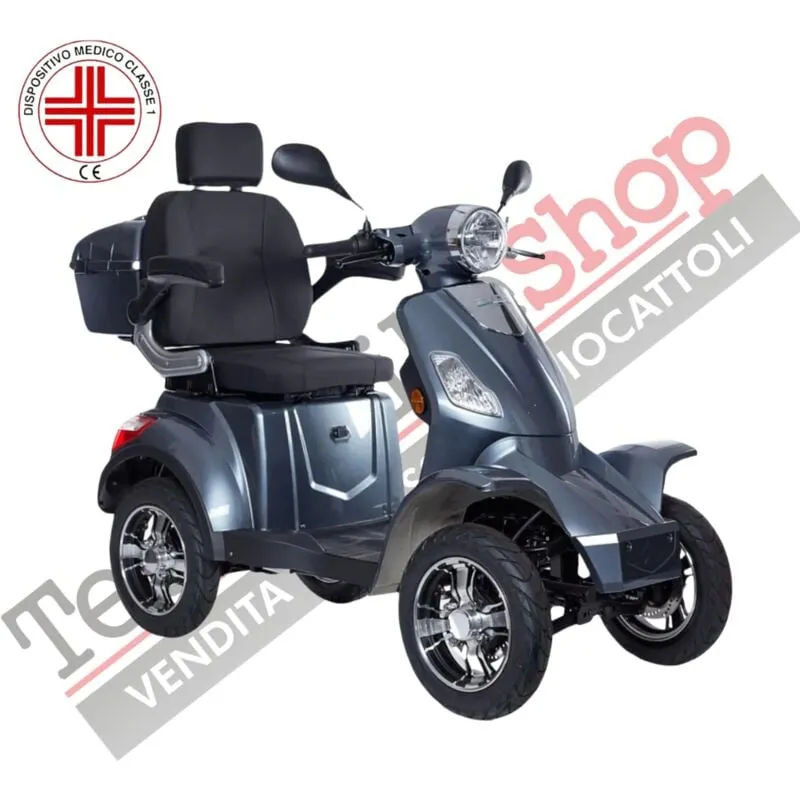 Tecnobike Shop - Scooter Elettrico z-tech ZT-15-Q faster 4 Ruote per Disabili e Anziani -Grigio