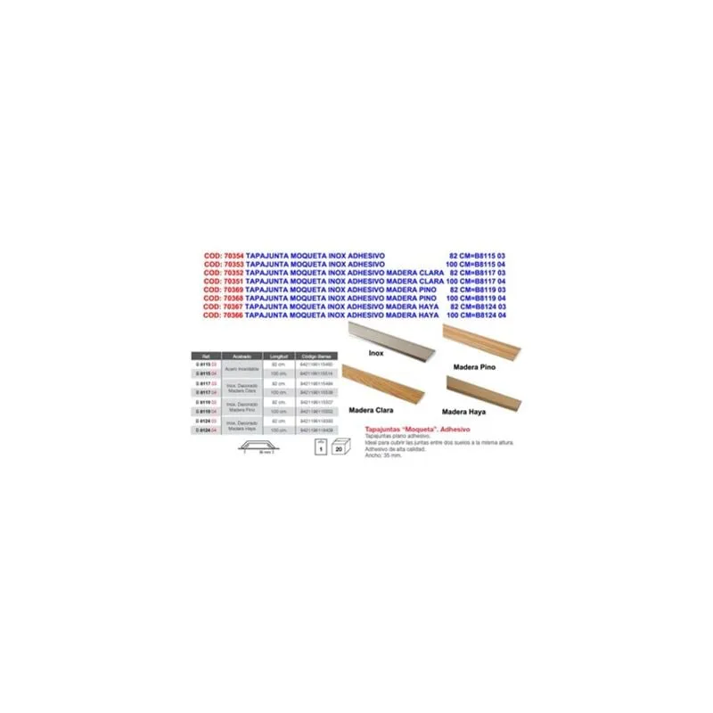 Scossalina adesiva per moquette in acciaio inox per legno di pino 82 CMB8119 03