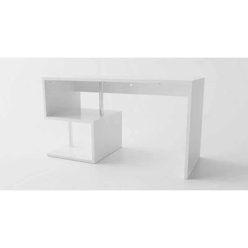 Giordanoshop - Scrivania con 2 Ripiani 140x60x77,5 cm Esse Bianco Lucido