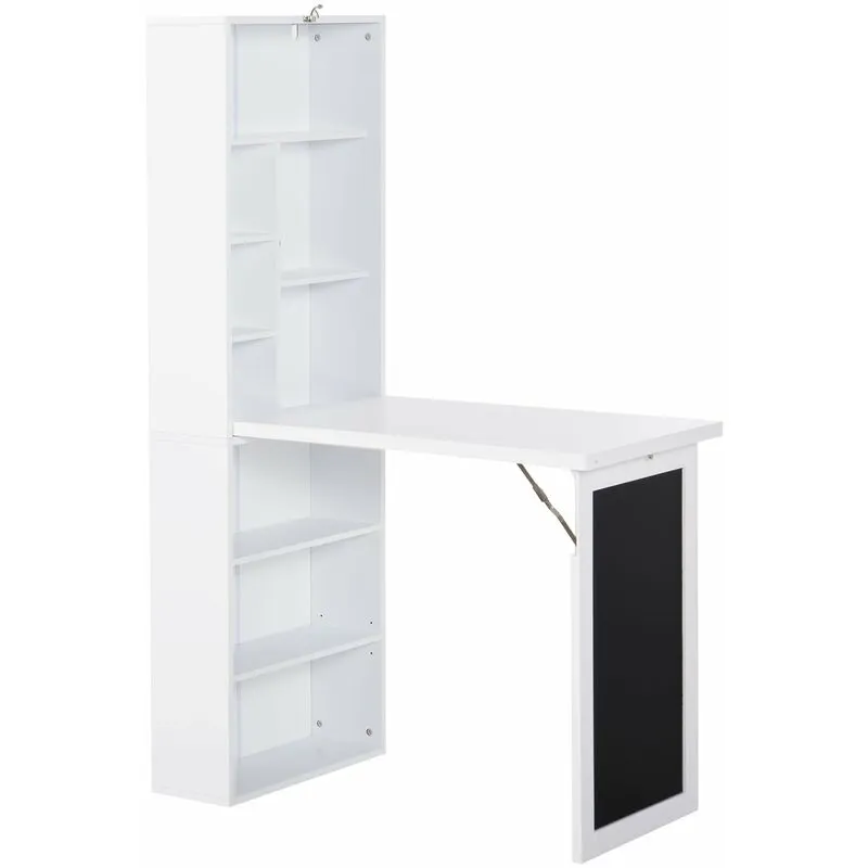 Giordanoshop - Scrivania da Ufficio Pieghevole con Libreria 98x51x153 cm Bianca