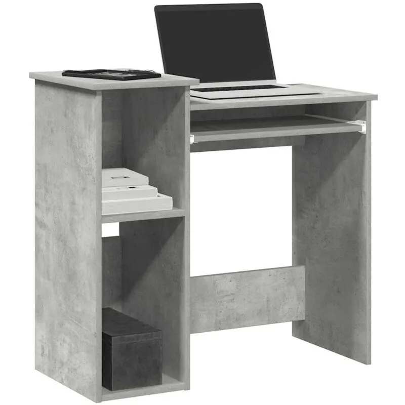 Scrivania Mensole Grigio Cemento 84x40x78 cm Legno Multistrato