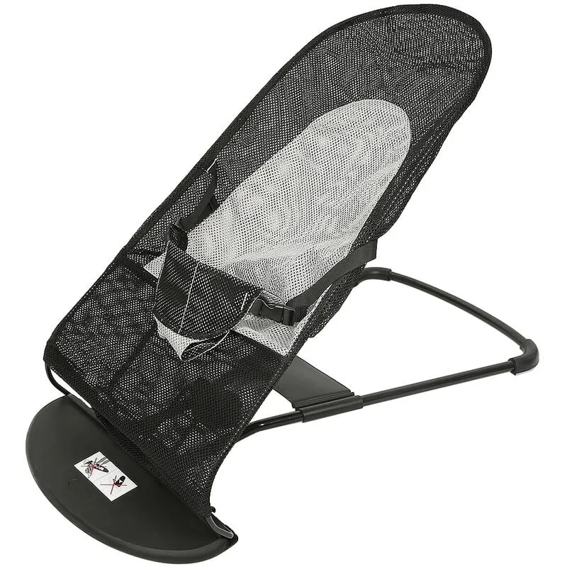 Sdraietta Altalena Baby Ninna Nanna con Cintura di Sicurezza con Schienale Regolabile 88X40X51.5cm Noir