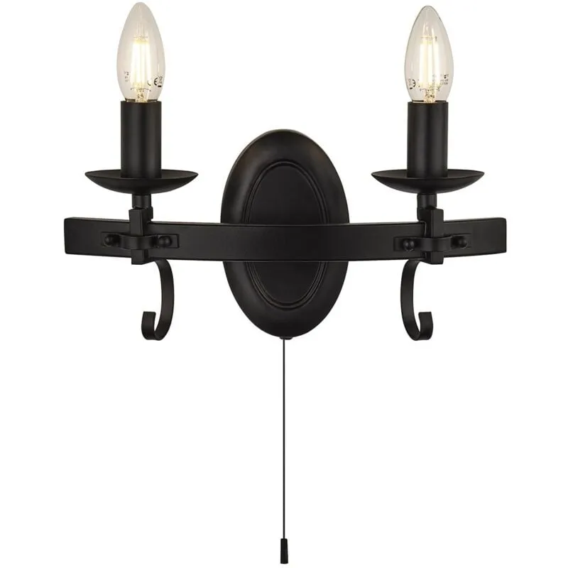 Searchlight - Applique Rustico-Country Cartwheel Iii Acciaio Nero 2 Luci E14