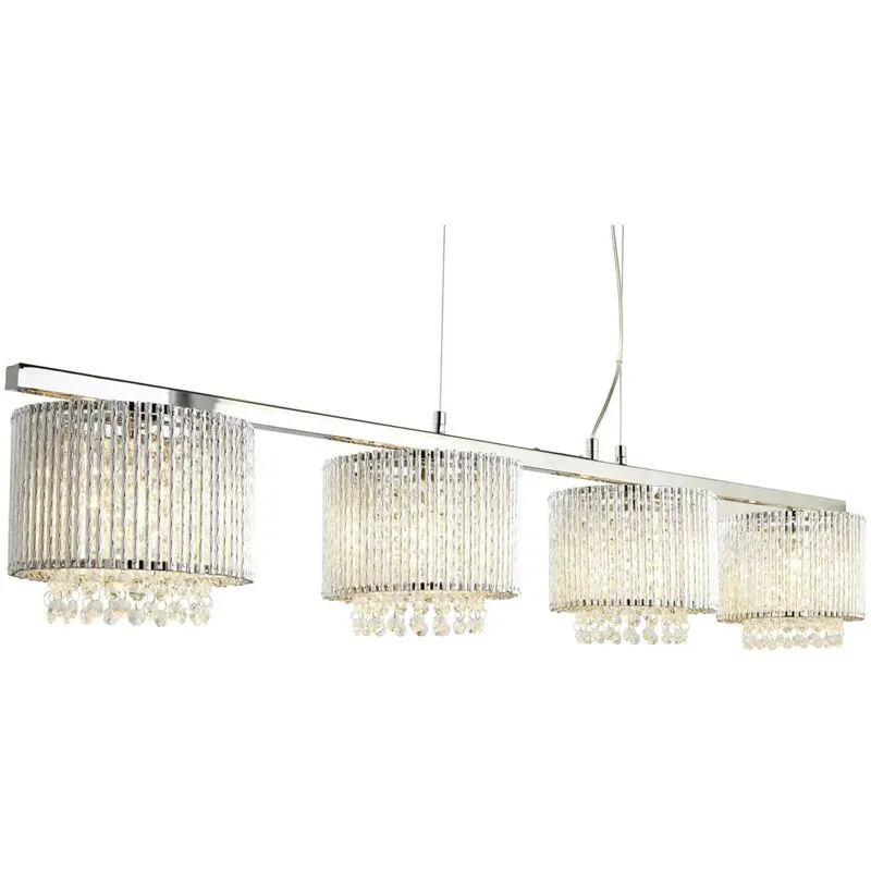 Lampadario Contemporaneo Elisa Ii Acciaio Cromo Alluminio Argento 4 Luci G9