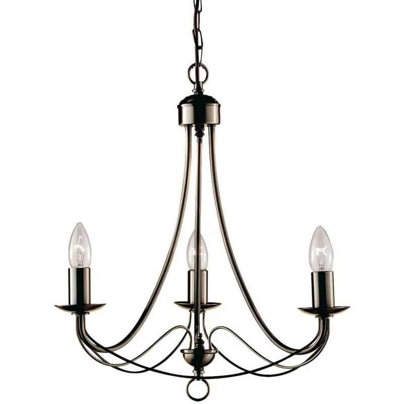 Searchlight - Lampadario Industrial-Nordico Maypole Acciaio Ottone 3 Luci E14