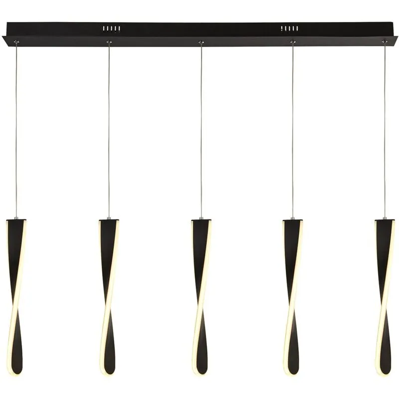 Lampadario Moderno Pagaia Acciaio Cromo Silicone Nero Led 48W 3000K