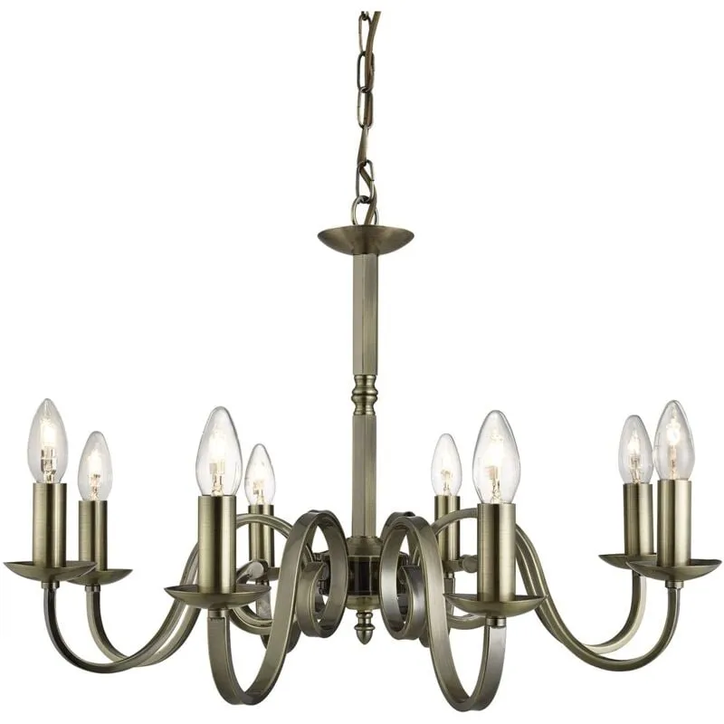 Searchlight - Lampadario Contemporaneo Richmond Acciaio Ottone 8 Luci E14