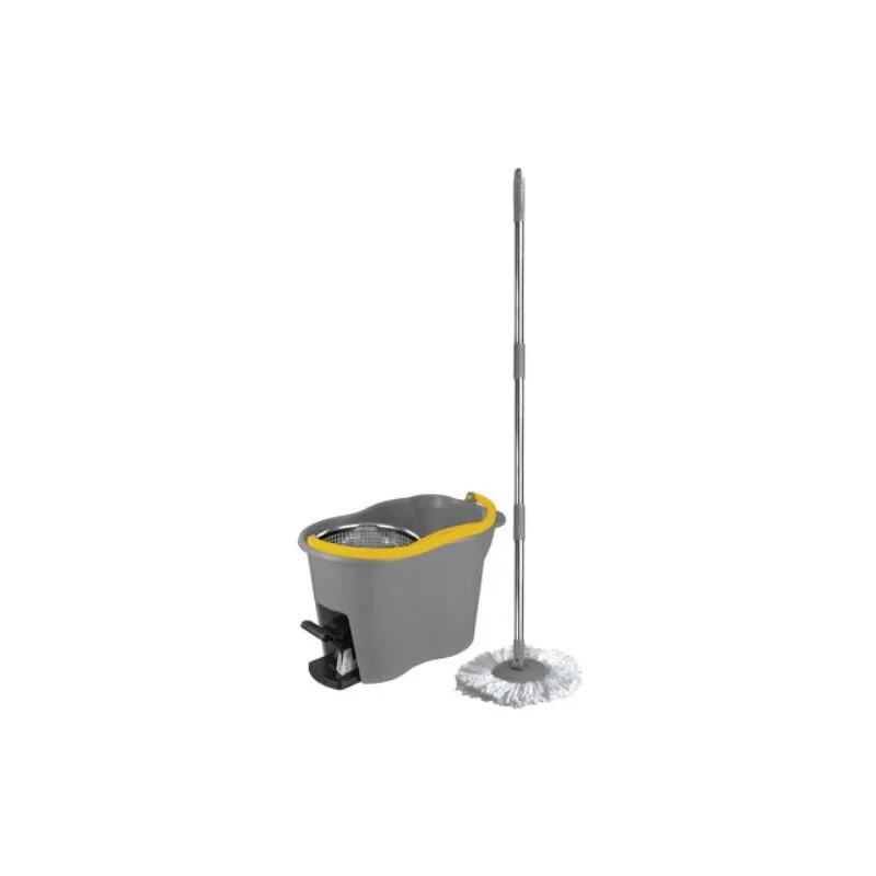 Secchio mop lava pavimento centrifuga set  pp lt 12 + mop + manico inox cm 85/115 