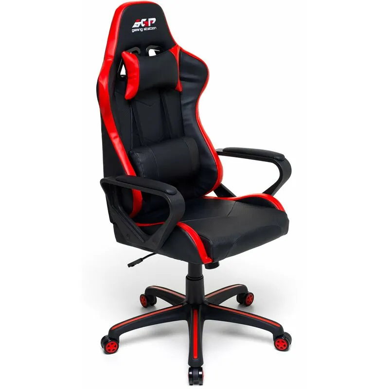 Giordanoshop - Sedia da Gaming Ergonomica 63x63x126 cm in Similpelle Nero e Rossa