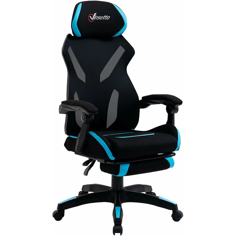 Giordanoshop - Sedia da Gaming Ergonomica 65x65x119-129 cm in Tessuto Nero