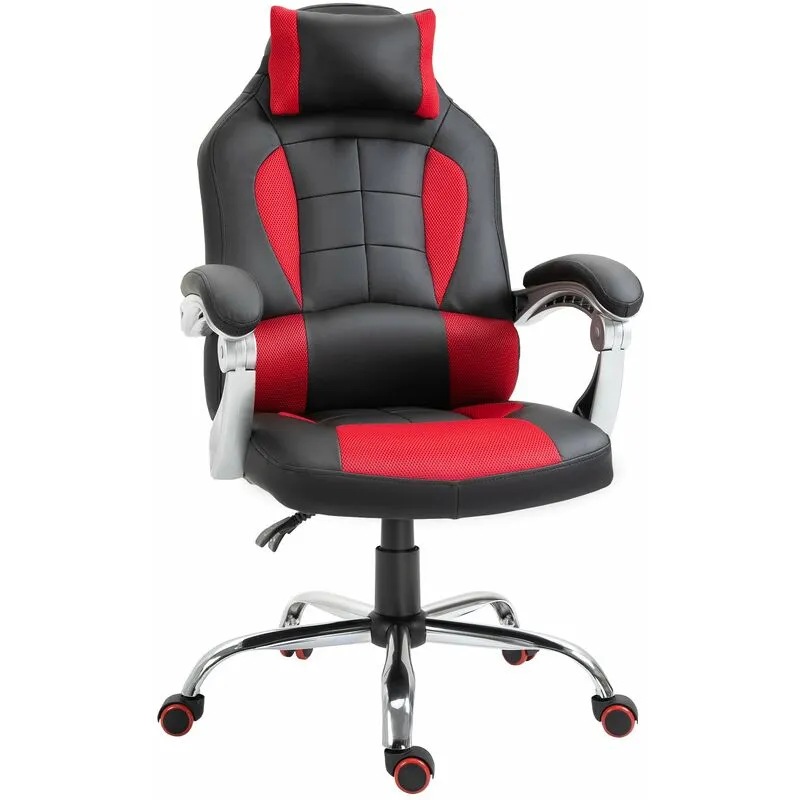 Sedia da Gaming Ergonomica 67x69x118-127 cm in Similpelle Rosso e Nero