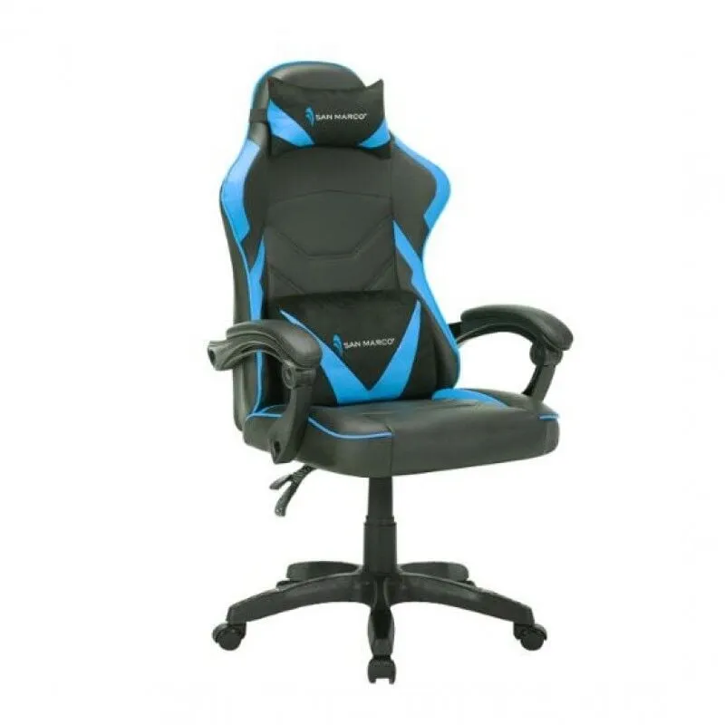 Sedia da gaming nera e blu San Marco