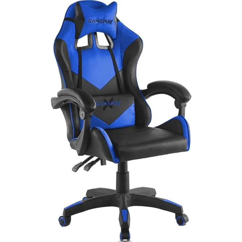 Mc Haus - Sedia da gaming, sedia gamer ergonomica per scrivania, computer o ufficio, poltrona da gioco con bracciolo imbottiti, schienale reclinabile