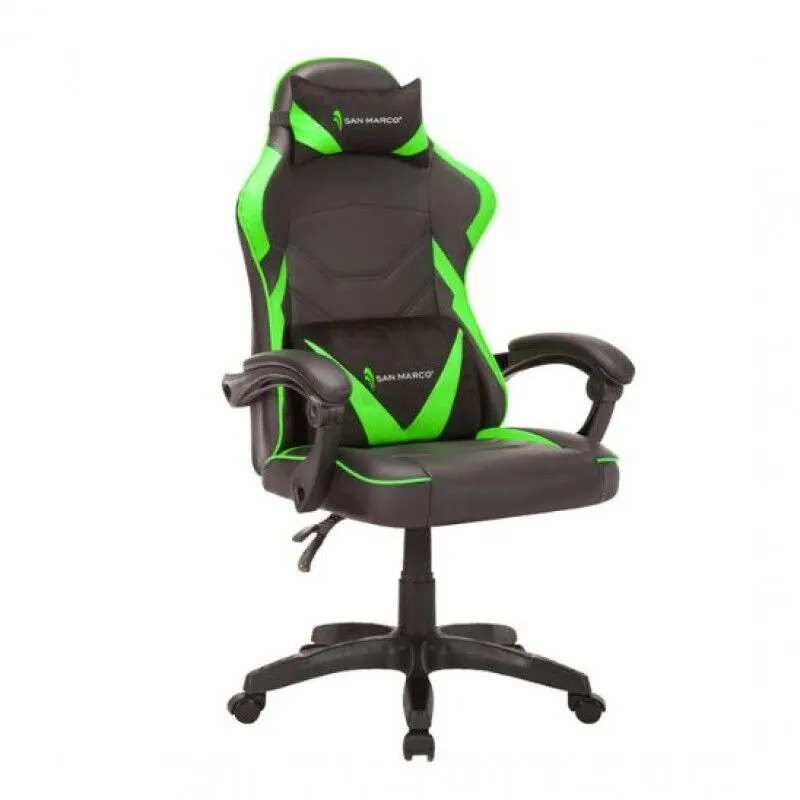 Sedia da gaming verde e nera San Marco