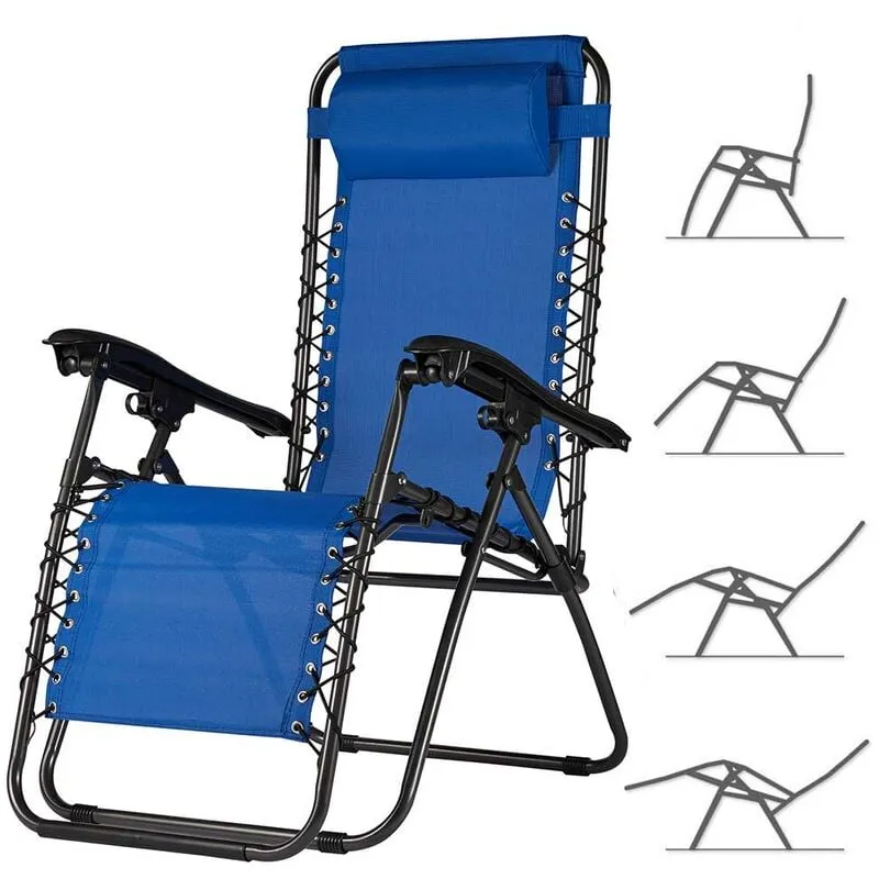 Sedia da Giardino Poltrona Relax Pieghevole Gravita Zero Acciaio Texilene Blu