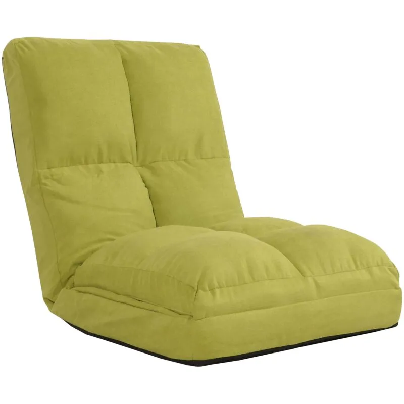  - Sedia da pavimento 914, poltrona da pavimento letto cuscino 4 posizioni reclinabili, velluto verde - green